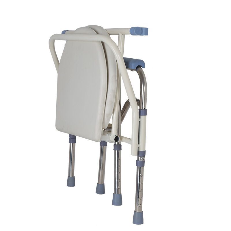 Silla sanitaria de acero inoxidable reforzada, plegable y portátil, asiento de ducha y WC antideslizante