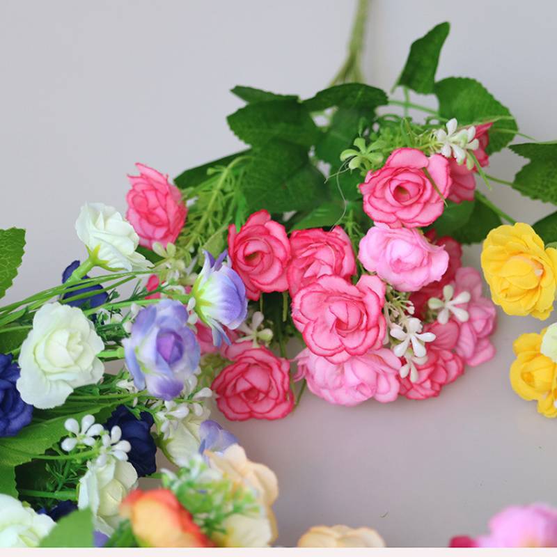 单支假花塑料花束花假花束布艺装饰花卉绢花干花玫瑰布花批发