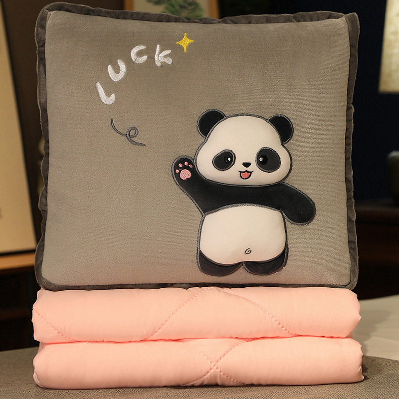 Panda almohada edredón de doble uso engrosada manta siesta Oficina conejo blanco almohada aire acondicionado plegable almohada de coche