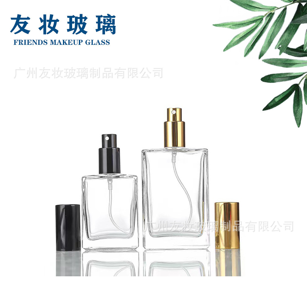 厂家现货香水螺口玻璃瓶30ml50ml100ml方形瓶喷雾分装空瓶