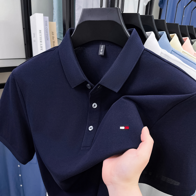2026 New North American Tommy Men's Short-Sleeved Lapel Polo Shirt Breathable T-Shirt Business Casual Classic Top