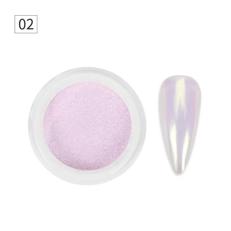 Nuevo polvo nacarado Aurora desnudo transfronterizo para manicura en línea celebridad hielo piel en polvo de alta luz hielo transparente blanco brillo en polvo