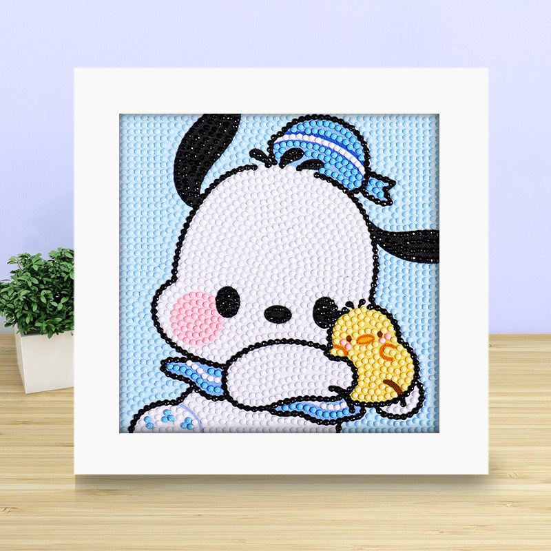 Pintura de diamante DIY con marco de fotos para enviar lleno de diamantes y pintura de diamantes para hacer pintura al óleo de dibujos animados educativos para niños 2024 ladrillo pegajoso y diamantes brillantes