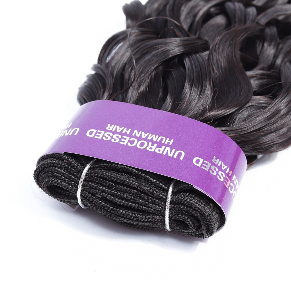 Fibra de vidrio cabello humano real Peluca europea y americana pelo cortina paquete agua onda cabello humano liso cabello humano