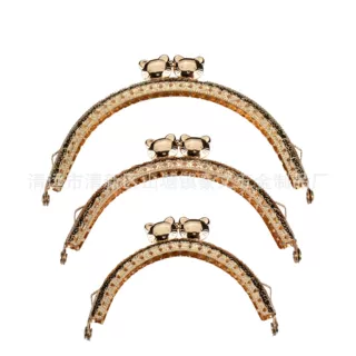 现货  8.5cm－10.5－12.5CM半圆压花猫咪头口金浅金 口金五金箱包