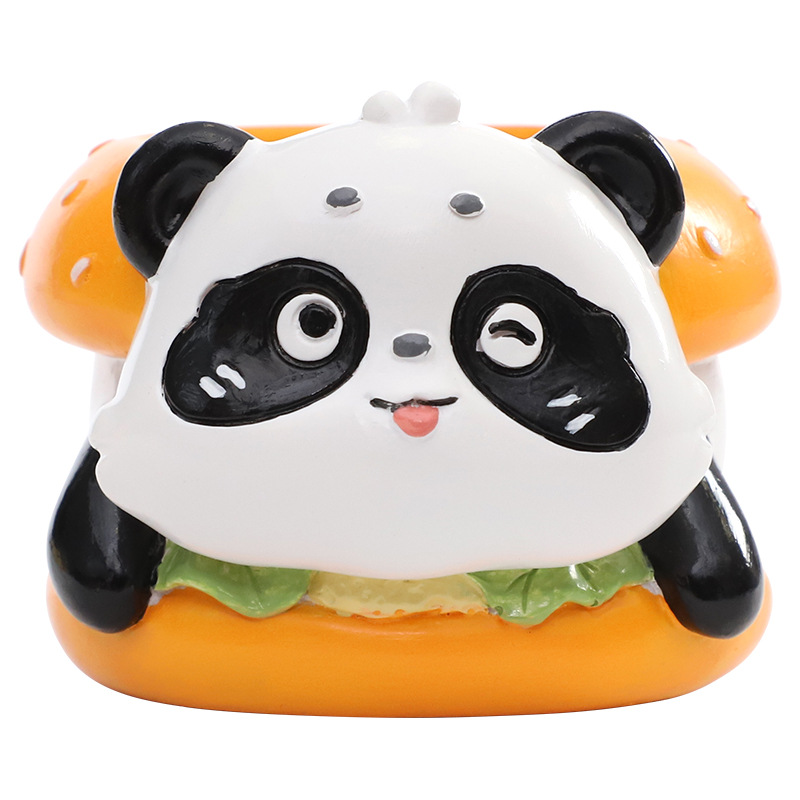 Chậu cây mọng nước hình gấu trúc hamburger resin, chậu mini để bàn, trang trí ban công và sân vườn (RG-104)
