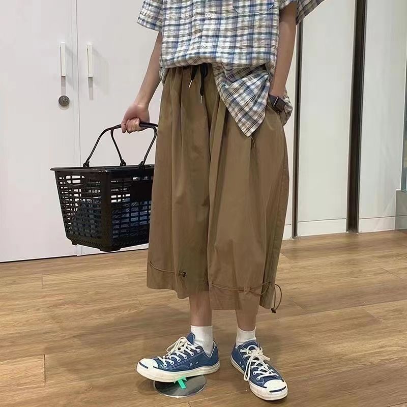 Pantalones cargo casuales de cintura alta para mujer, nuevo estilo de otoño, estilo retro americano, largos hasta el suelo, pantalones anchos de pierna recta que estilizan.