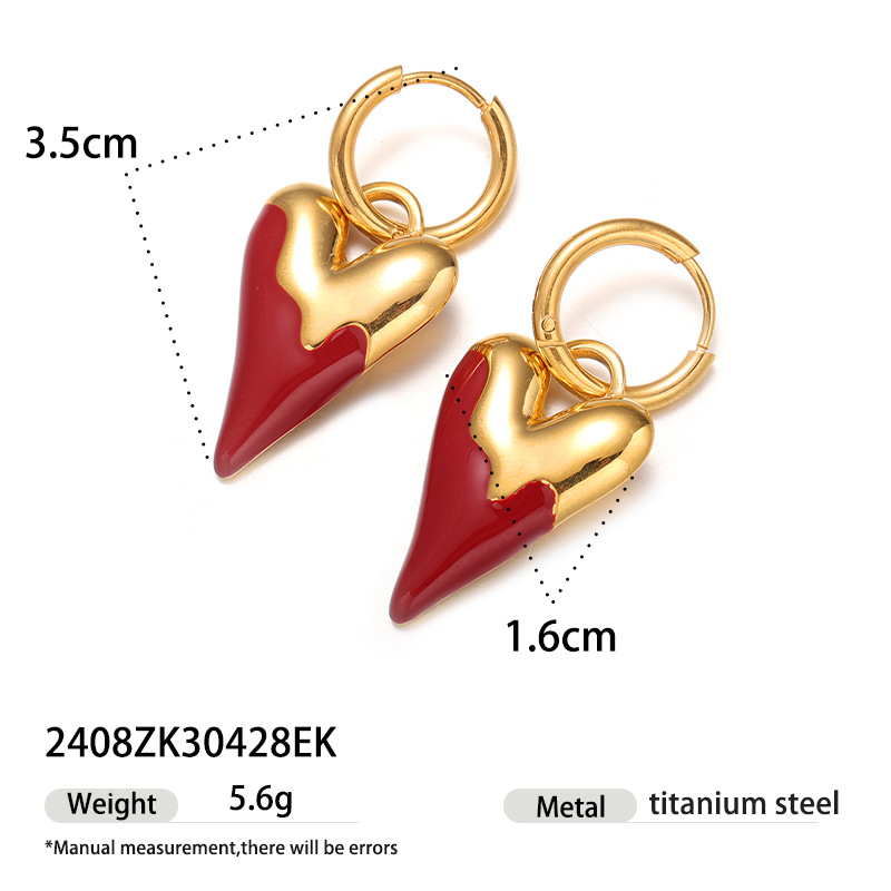 TENA Europa y los Estados Unidos pendientes de acero inoxidable lujo ligero nicho versátil amor mano goteo pendientes de aceite para mujeres no desvanecerse venta caliente