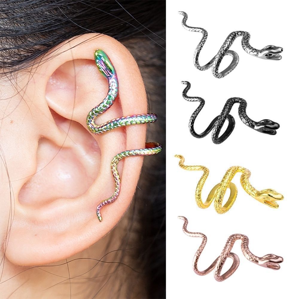 Amazon Cross-border New Multicolor Stereo Snake Ear Clip Adjustable Ear Clip No Ear Holes Snake Earrings