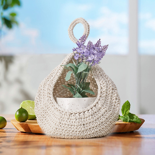 Cross-border wall-mounted vegetable storage fruit basket Bird's Nest wall hanging water drop net bag Handmade cotton rope woven wall hanging