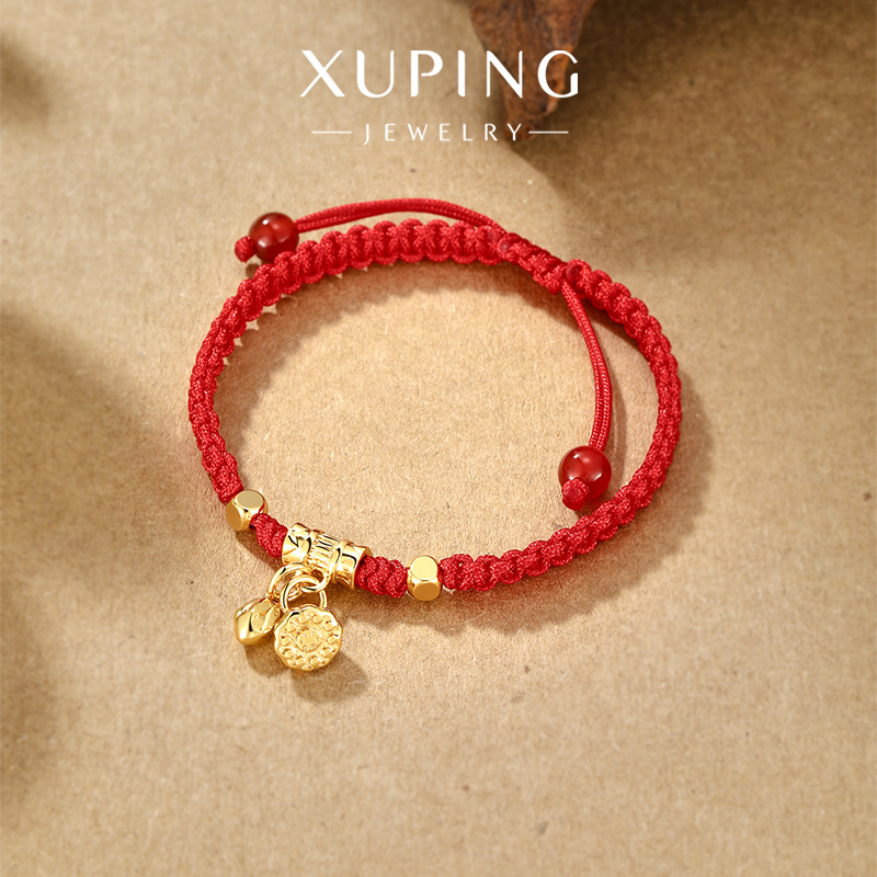 Xuping lótus bordilla tejida a mano pulsera de cuerda roja simple clásica extraíble ajustable joyería del año del caballo al por mayor mujeres