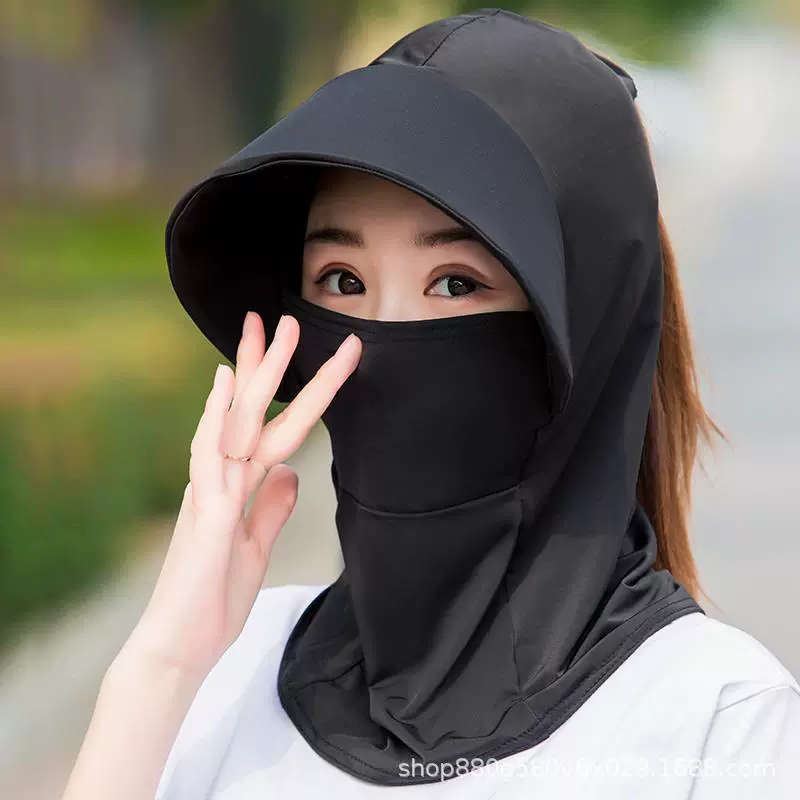 帽子女防晒遮阳帽防紫外线冰丝骑行防尘女太阳帽女士防晒面罩遮脸