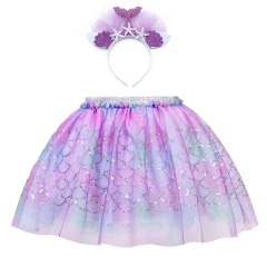 ins夏美人魚 女童亮片繡花tutu半身裙 兒童寶寶紗裙