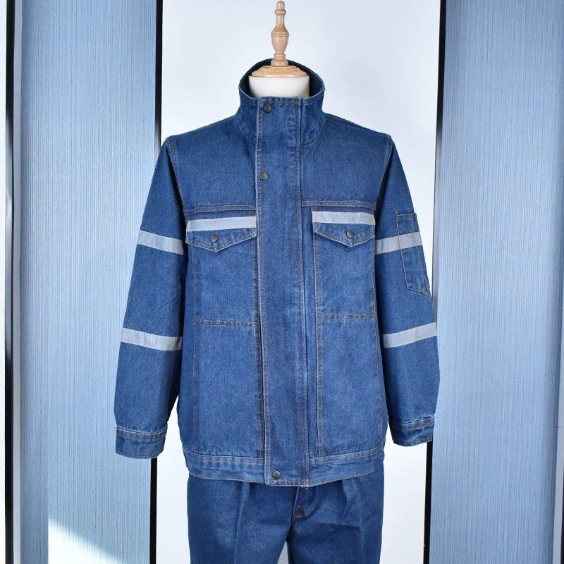 Костюм из хлопка джинсовой комбинезон светоотражающие полоски, устойчивые к грязям, износостойкие, противоскользящей, защита труда