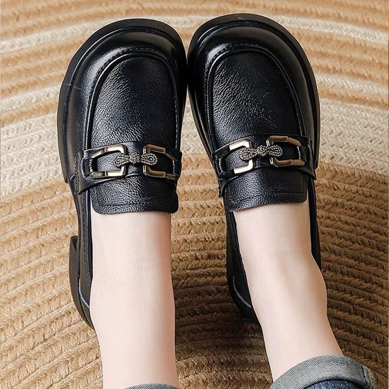 Все кожаные женские кожаные туфли весна и осень Винтажные кожаные туфли в английском стиле