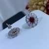 Fashionable artificial synthesized earrings, silver 925 sample, European style, simple and elegant design, diamond encrusted