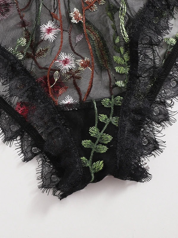 Nouveaux sous-vêtements amusants Sexy dentelle noire imprimé sous-vêtements ensemble amusant_voghion.com