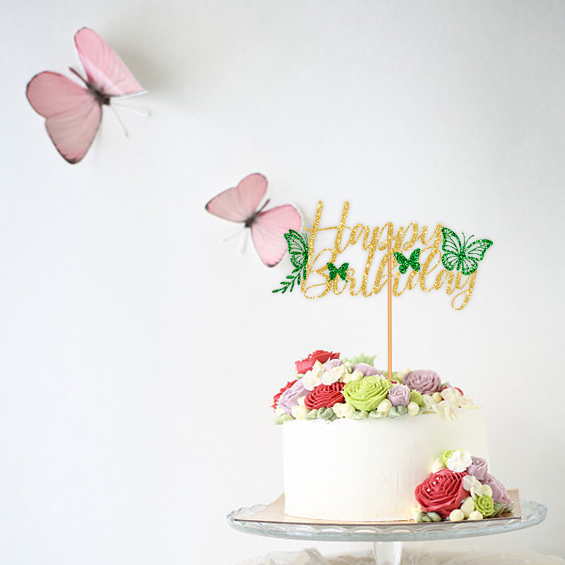 Birthday Shiny Letter Butterfly Paper Birthday Cake Decorating Supplies display picture 4