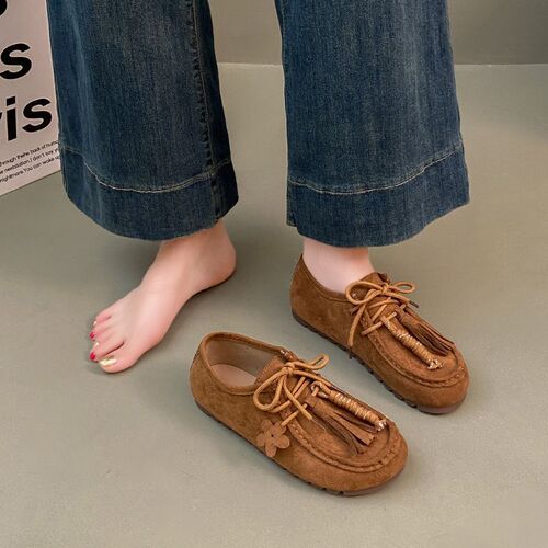 Bergen Shoes Autumn New Retro Outer Wear Slip-On Vacation Casual Lightweight Outdoor Single Shoes Camel
