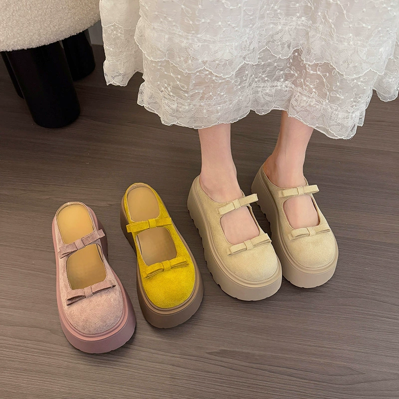 Мода с юбкой хорошая обувь Birken весной 2025 новые круглые туфли Мэри Джейн ретро толстая подошва и мелкий рот