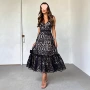 v领蕾丝跨境欧美连衣裙