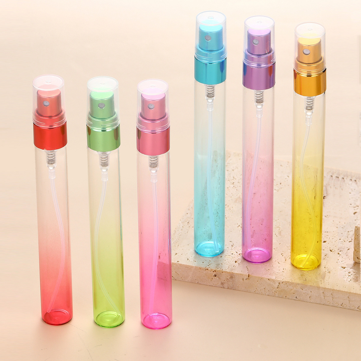 Botella de perfume de vidrio de 10ml cosmética sub-embalaje botella vacía tubo de pulverización portátil botella de perfume de muestra de color