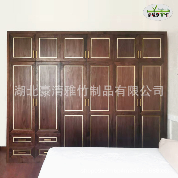 Lihao Furniture Factory Whole House Custom Red Cherry Wood Wardrobe New Chinoiserie Wardrobe Door Wooden Door Cabinet Door Custom Cabinet Door