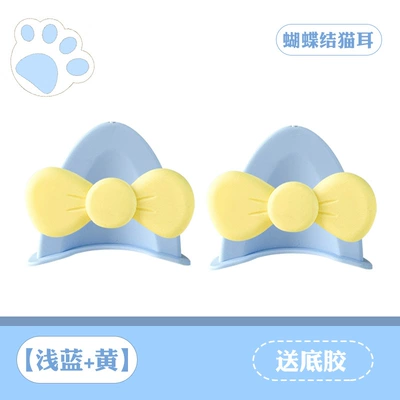 Motosiklet dəbilqələri – Car Motorcycle Decoration Accessories - cat-ear-bow-light-blue-yellow-comes-with-traceless-glue