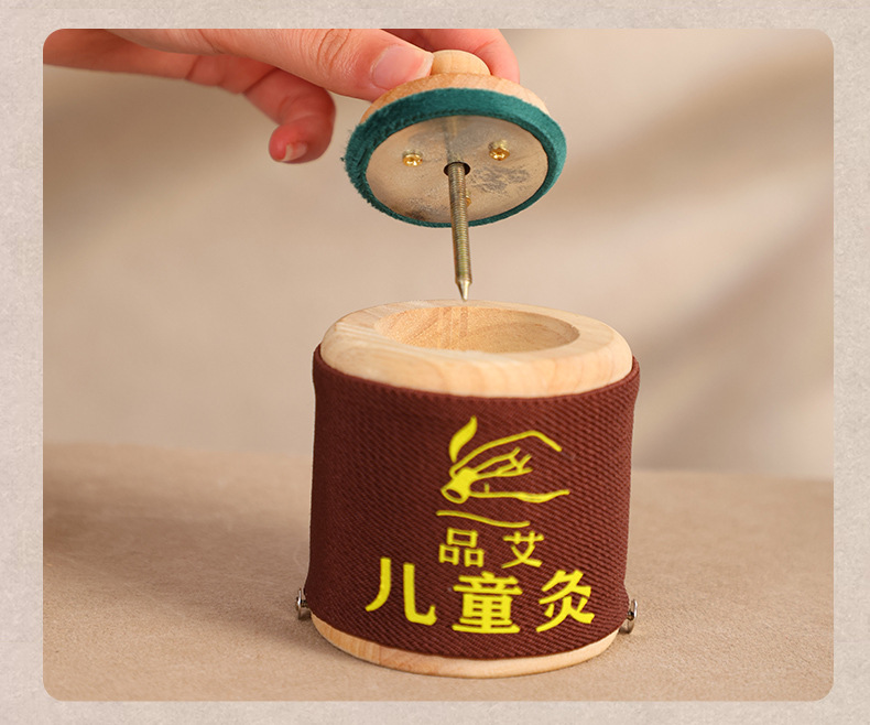 Children Hanging Moxa Tube Moxibustion Box with Filter for Home Use Stomach Care 60 Adhesive Patches in use