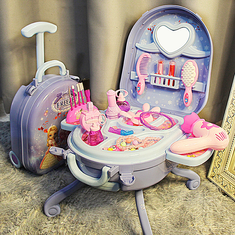 跨境化妆盒套装儿童梳妆台玩具礼物女孩幼儿园行李箱玩具生日礼物