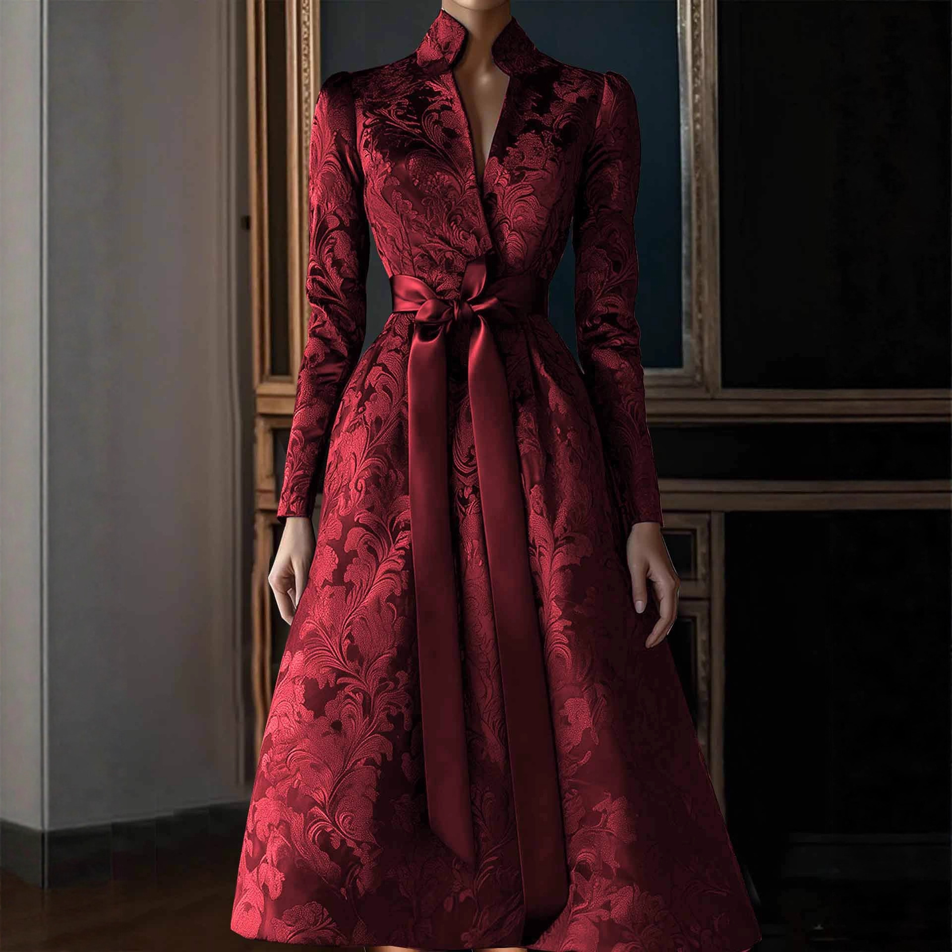 2026 European American Cross-border Independent Site SHEIN Elegant Spring And Autumn Long-sleeve Satin Party_ecoleips.com