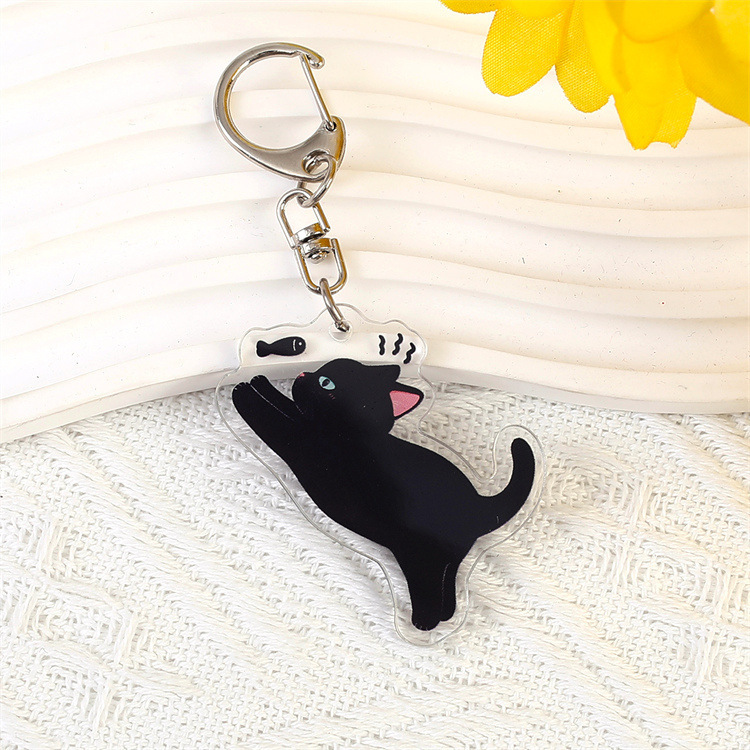 アニメ猫アクリルキーホルダーかわいい黒猫ペンダント国潮タヌキ猫キーホルダーかばんストラップ|undefined