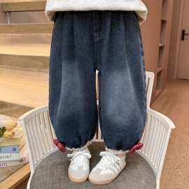 女童裤子春季2026新款儿童洋气女宝宝时髦牛仔束脚裤休闲春装潮派
