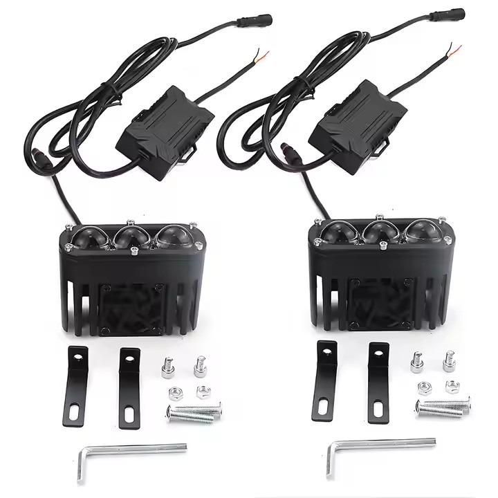 Luz auxiliar de motocicleta U23led lámpara de trabajo vehículo eléctrico LED bicolor lente ultra brillante blanco amarillo faro universal image 10