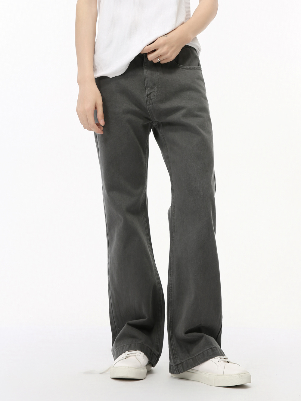 MTLCLOTHES Hombres| Coreano vibe mini slim slim color negro gris sólido lavar jeans tendencia