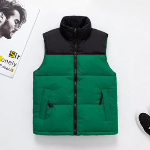 Foreign trade hot winter color matching cotton vest men's loose leisure waistcoat sports vest coat printing figure