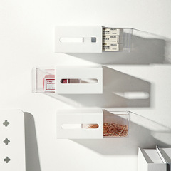 Wall-mounted bidirectional storage box Bathroom cotton swab cotton swab storage box multifunctional jewelry lipstick pull-out box 