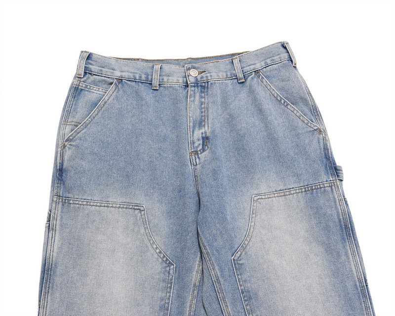 Men's Jeans Washed Vibe Style Loose Fit With Patch Pocket Detail_voghion.com