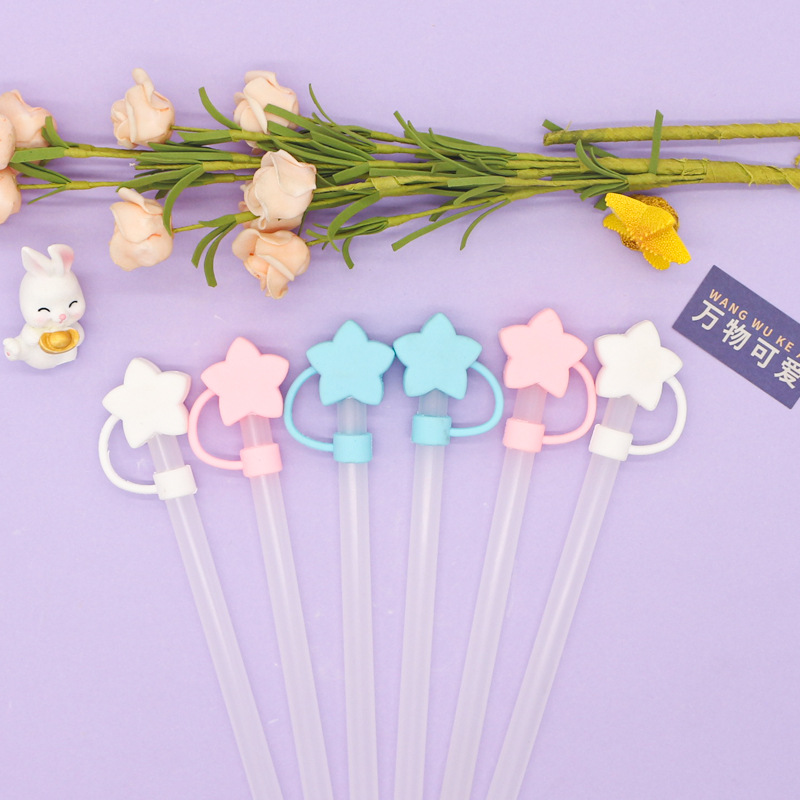 Estrella transfronteriza Tapa de pajita de 10mm Tapa de pajita de té con leche Tapa antipolvo Tapa antipajita Accesorios de pajita Cubierta antipolvo de goma blanda