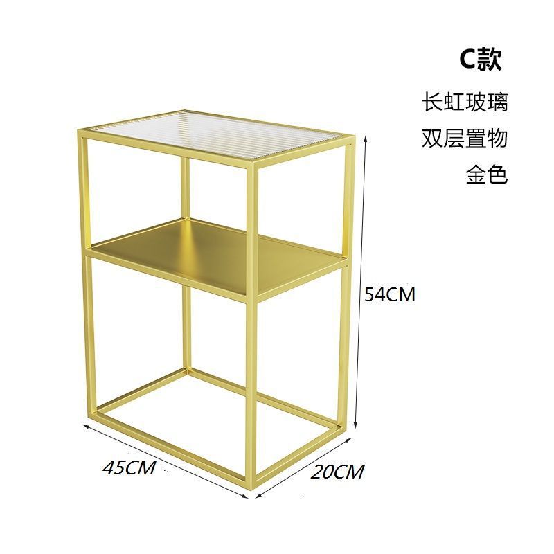 Sofá doméstico de sala de estar, mesa de té, estantería de vidrio de piso, dormitorio, borde de la cama, pequeño tablero de hierro forjado ultra estrecho