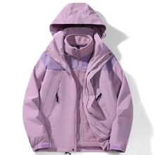 三合一冲锋衣情侣款拼色登山服男防寒保暖可拆卸外套女一件包邮