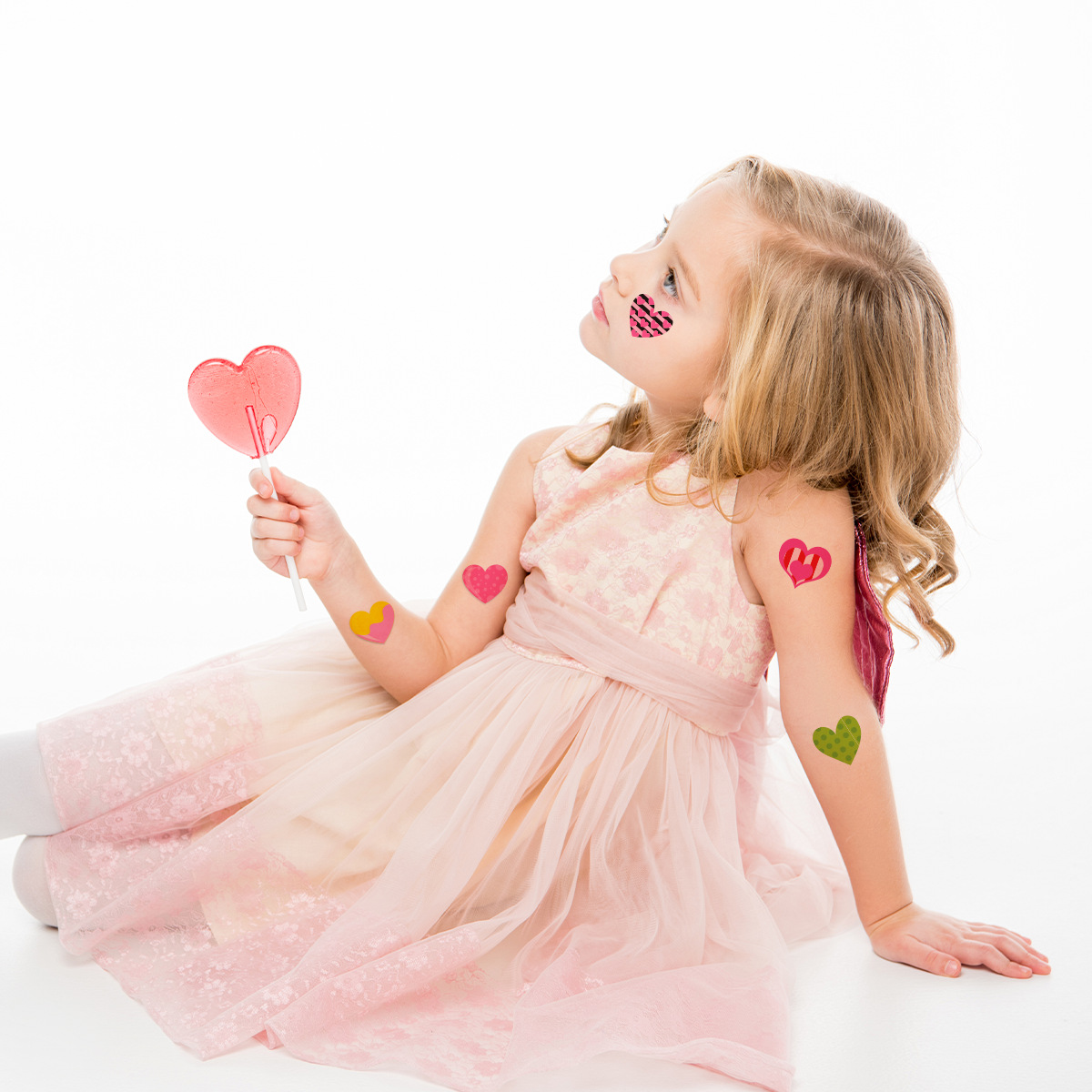 Tatuajes Faciales de Corazón para Niños de Papel de Transferencia de Agua, para Día de San Valentín