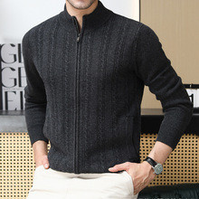 正品牌百搭男士羊绒针织衫半高领开衫冬季保暖加厚毛衣中年羊毛衫