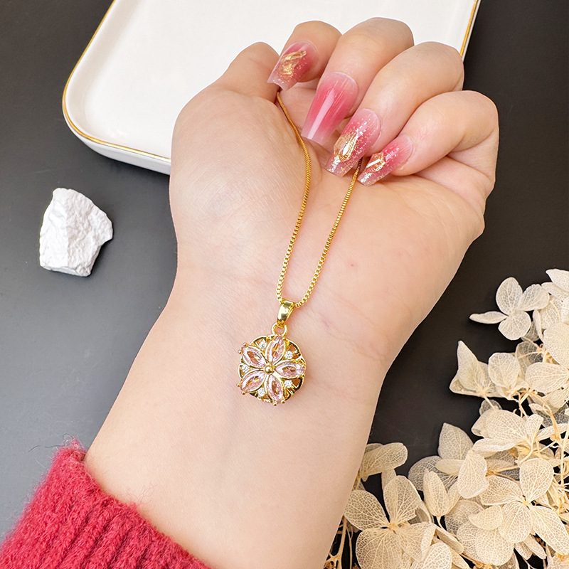 Shajin simple collar pétalos de pentaco joyería popular cristal de polvo universal lujo ligero anillo abierto en vivo explosión al por mayor