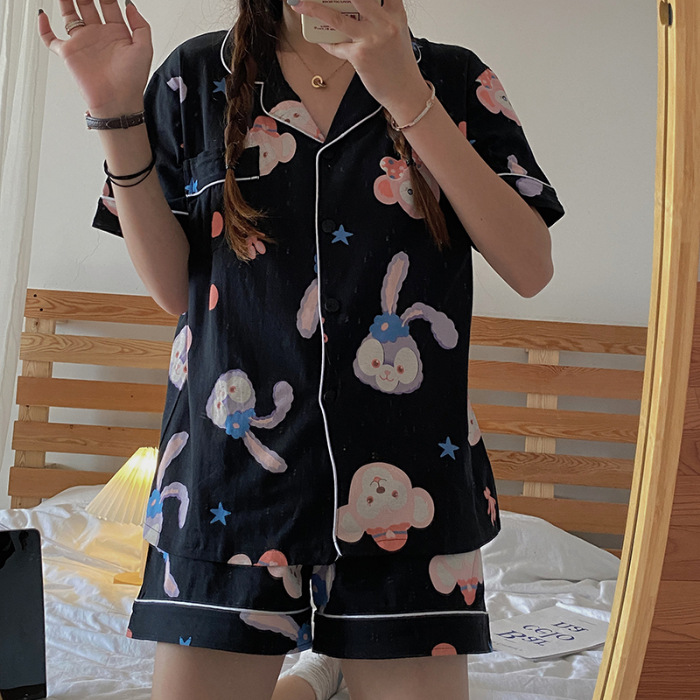 Celebridad en línea ins estilo Corea del Sur pijamas de dibujos animados verano de las mujeres Mickey pantalones cortos de manga corta de alto grado lindo traje homewear