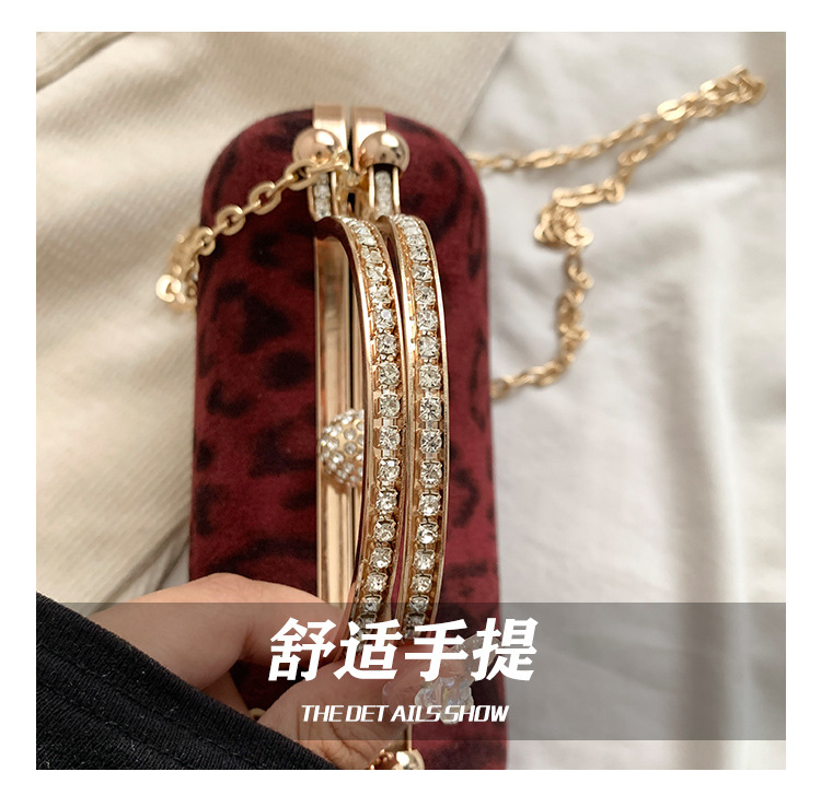European and American style leopard print chain small square bag for women, 2024 new Korean style fashionable single-shoulder bag, flared crossbody dinner bag undefined