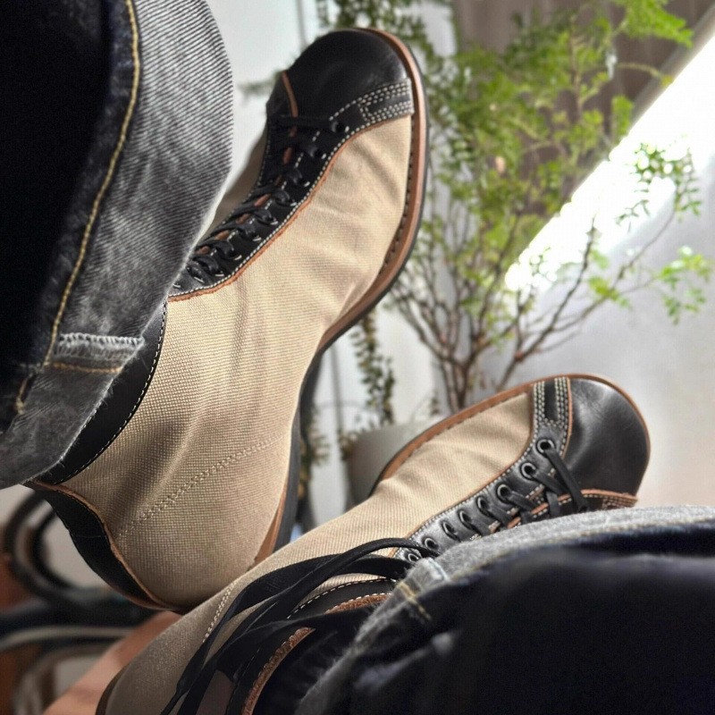 American-style short-faced retro boxing boots for men, American-style short-tube Martin boots, duckbill work boots, canvas handmade shoes American-style short-faced retro boxing boots for men, American-style short-tube Martin boots, duckbill work boots, canvas handmade shoes