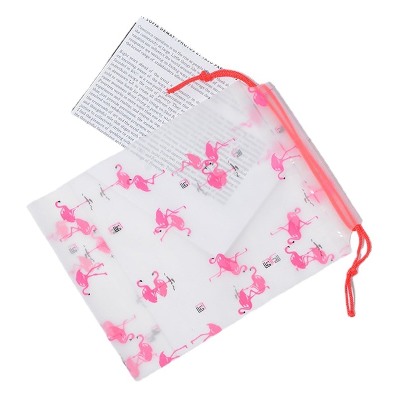 Bolsa de Embalaje de Plástico PE Grueso con Cordón, Diseño de Flamenco, para Toallas, Calcetines, Ropa Interior, Venta al por Mayor