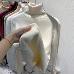 高领毛衣女加绒加厚2025秋冬新款一体水貂绒内搭上衣打底衫女冬厚