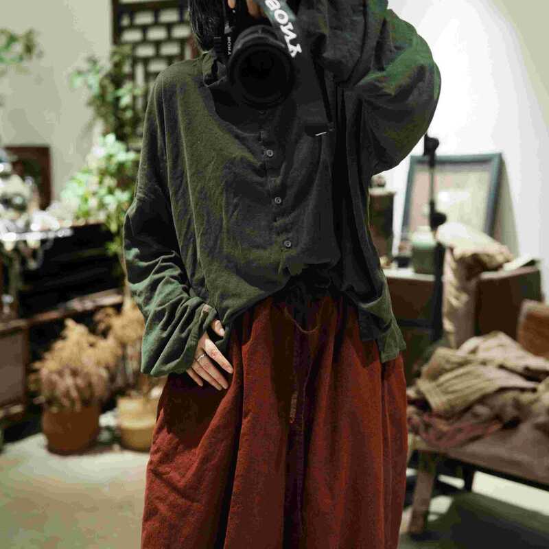SN372 knitted hemp retro mix and match all-season high-neck cardigan, suitable as a base layer or worn as an outer shirt SN372 knitted hemp retro mix and match all-season high-neck cardigan, suitable as a base layer or worn as an outer shirt